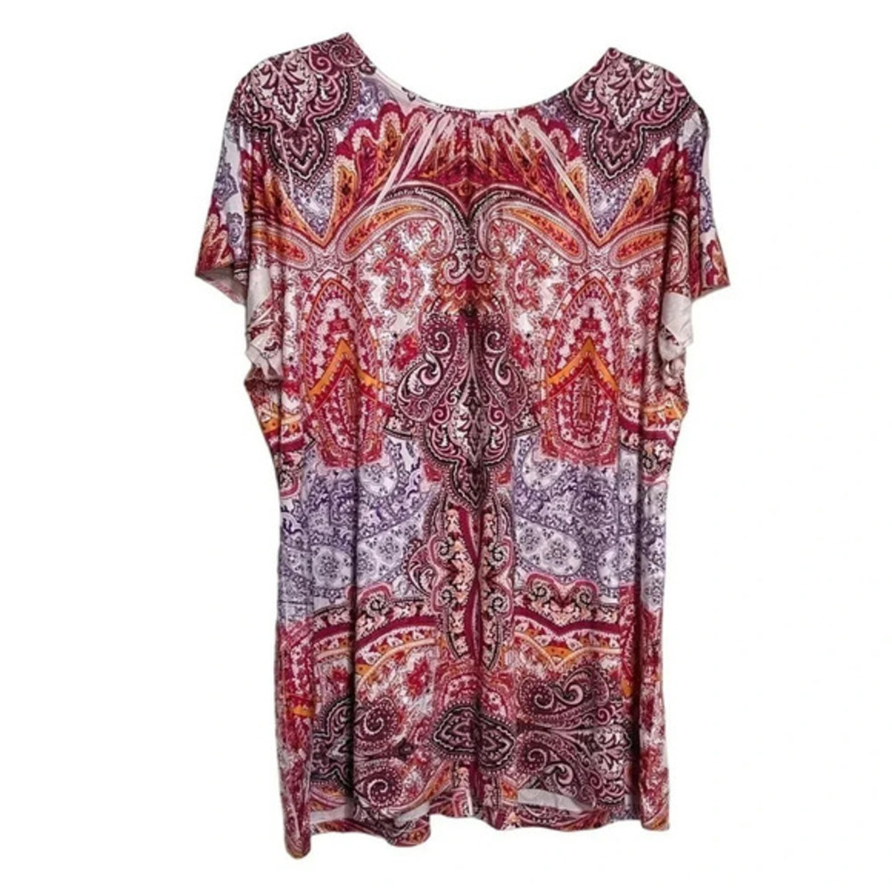 Energe 2x Red + Multicolor Boho Print Flutter Sho… - image 4